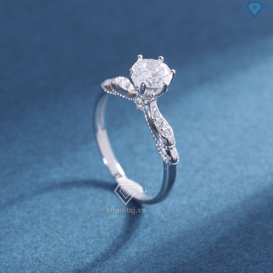 Nhẫn bạc nữ xi kim đính đá chủ cao NN0539-XK