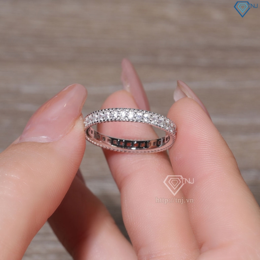 Nhẫn bạc nữ dạng tròn xi kim đính đá bản 3mm NN0540-XK