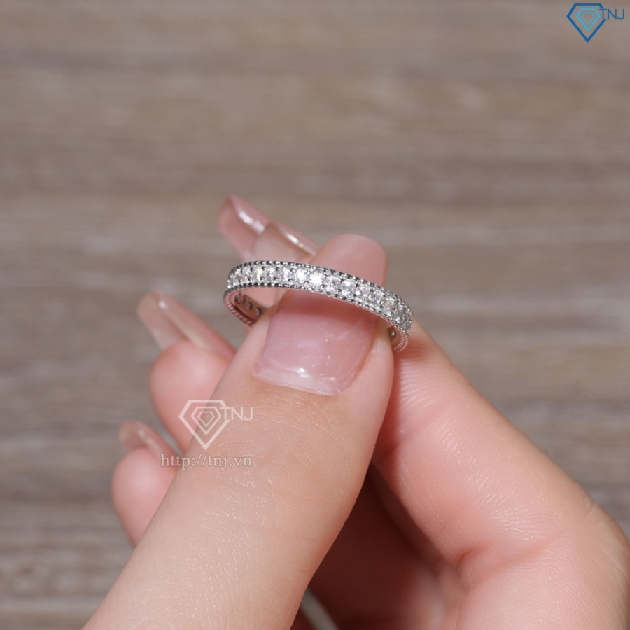 Nhẫn bạc nữ dạng tròn xi kim đính đá bản 3mm NN0540-XK