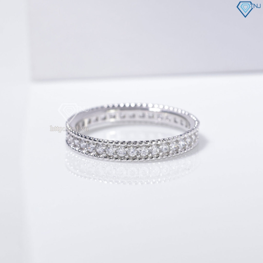Nhẫn bạc nữ dạng tròn xi kim đính đá bản 3mm NN0540-XK