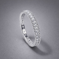 Nhẫn bạc nữ dạng tròn xi kim đính đá bản 3mm NN0540