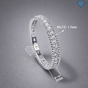 Nhẫn bạc nữ dạng tròn xi kim đính đá bản 3mm NN0540-XK