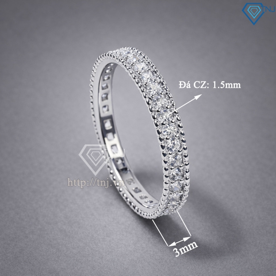 Nhẫn bạc nữ dạng tròn xi kim đính đá bản 3mm NN0540-XK
