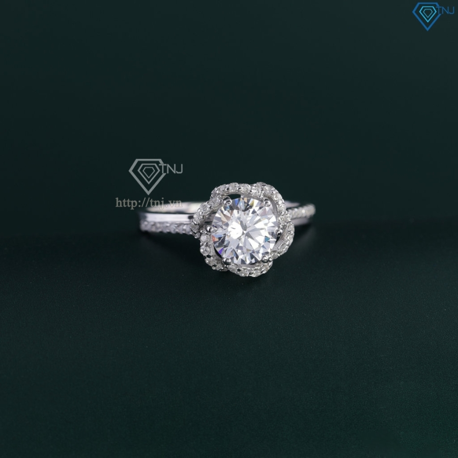 Nhẫn bạc nữ xi kim mặt bông hoa đính đá sang trọng NN0531-XK