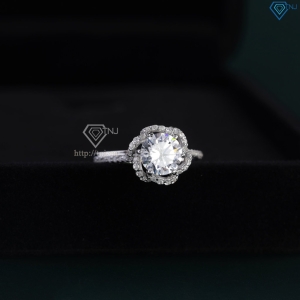 Nhẫn bạc nữ xi kim mặt bông hoa đính đá sang trọng NN0531-XK