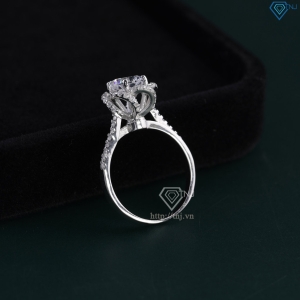 Nhẫn bạc nữ xi kim mặt bông hoa đính đá sang trọng NN0531-XK