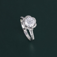 Nhẫn bạc nữ xi kim mặt bông hoa đính đá sang trọng NN0531