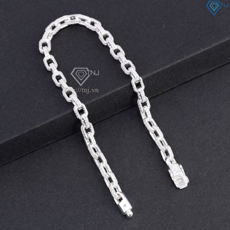 Lắc tay nam mắt xích bản nhỏ 4mm đính đá đẹp LTA0235