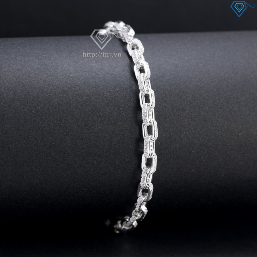 Lắc tay nam mắt xích bản nhỏ 4mm đính đá đẹp LTA0235