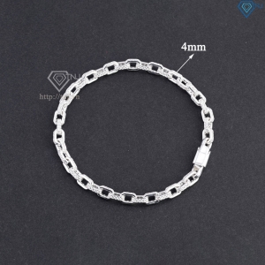 Lắc tay nam mắt xích bản nhỏ 4mm đính đá đẹp LTA0235