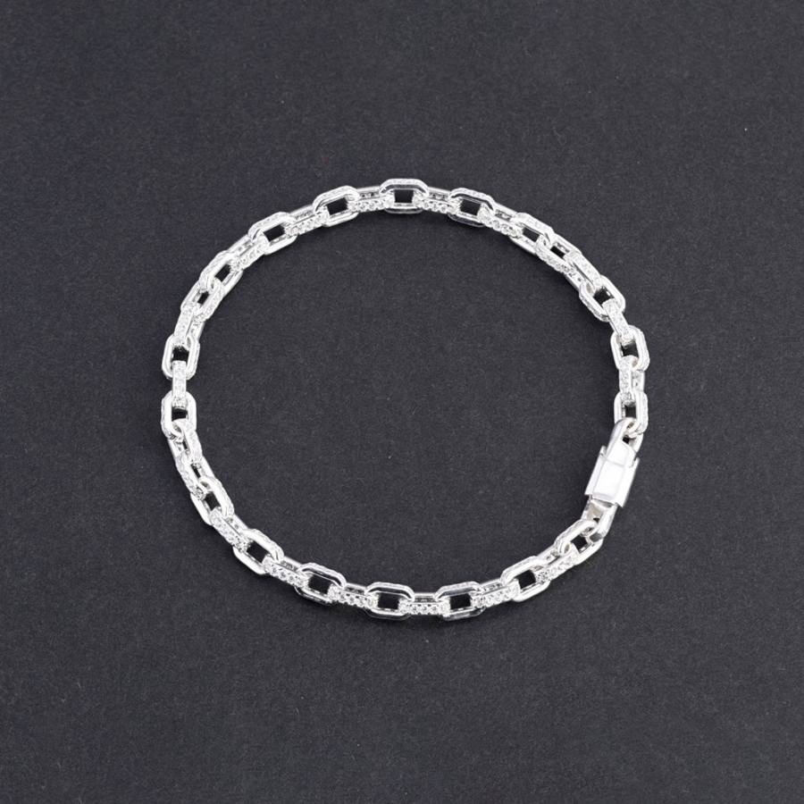 Lắc tay nam mắt xích bản nhỏ 4mm đính đá đẹp LTA0235