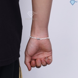 Lắc tay nam mắt xích bản nhỏ 4mm đính đá đẹp LTA0235