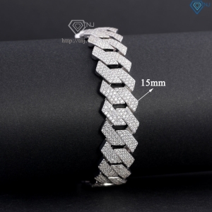 Lắc tay Cuban bạc phiên bản 15mm đặc xi kim LTA0236