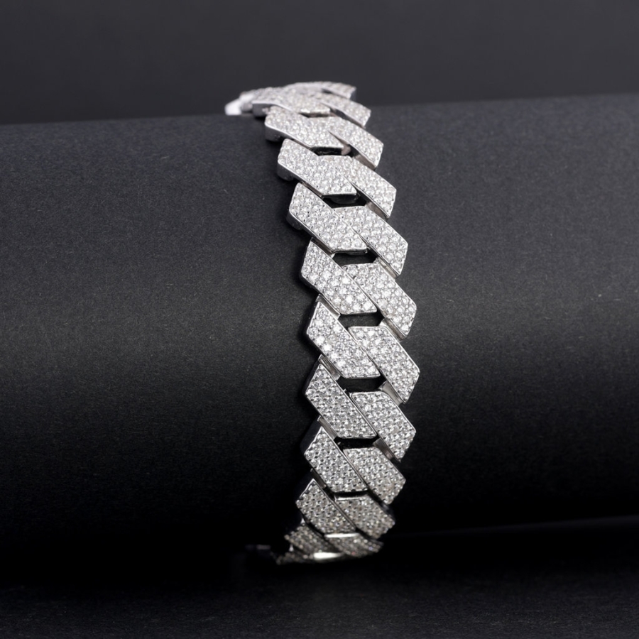 Lắc tay Cuban bạc phiên bản 15mm đặc xi kim LTA0236