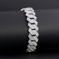 Lắc tay Cuban bạc phiên bản 15mm đặc xi kim LTA0236