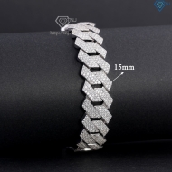 Lắc tay Cuban bạc phiên bản 15mm đặc xi kim LTA0236