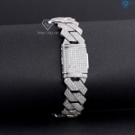 Lắc tay Cuban bạc phiên bản 15mm đặc xi kim LTA0236