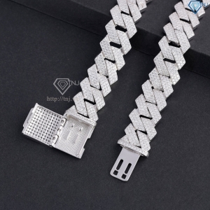 Lắc tay Cuban bạc phiên bản 15mm đặc xi kim LTA0236