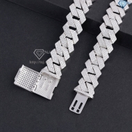 Lắc tay Cuban bạc phiên bản 15mm đặc xi kim LTA0236