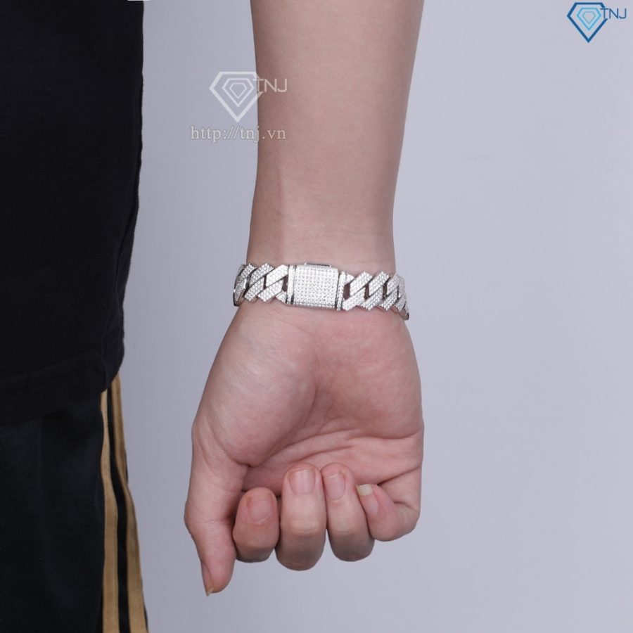 Lắc tay Cuban bạc phiên bản 15mm đặc xi kim LTA0236