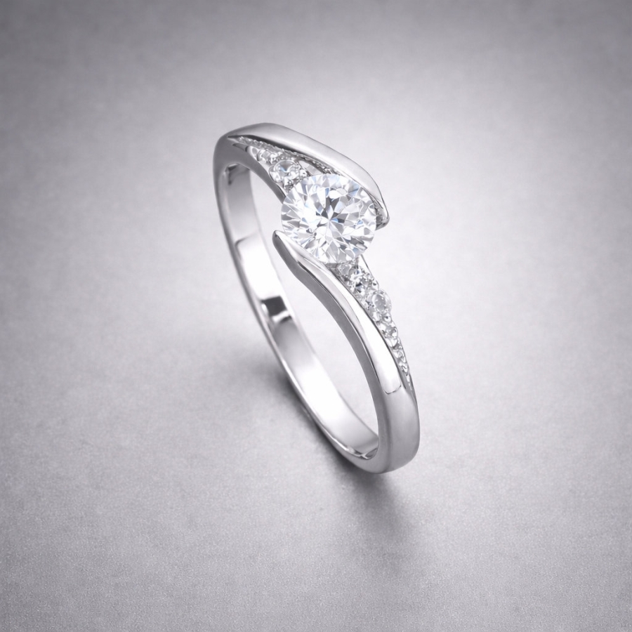 Nhẫn bạc nữ đính đá chìm xi kim NN0340-XK