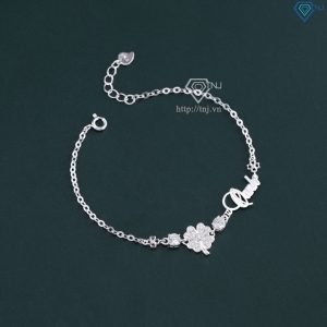 Quà Valentine cho người yêu lắc tay bạc nữ hình cỏ 4 lá LTN0346