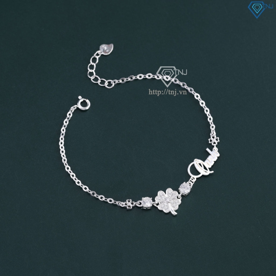 Quà Valentine cho người yêu lắc tay bạc nữ hình cỏ 4 lá LTN0346