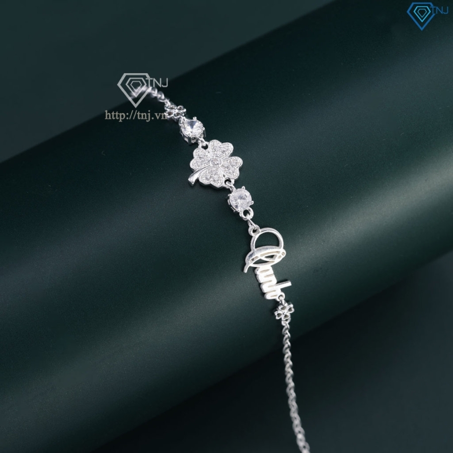 Quà Valentine cho người yêu lắc tay bạc nữ hình cỏ 4 lá LTN0346