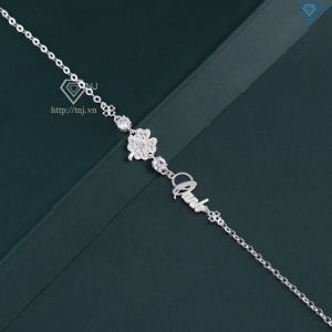 Quà Valentine cho người yêu lắc tay bạc nữ hình cỏ 4 lá LTN0346
