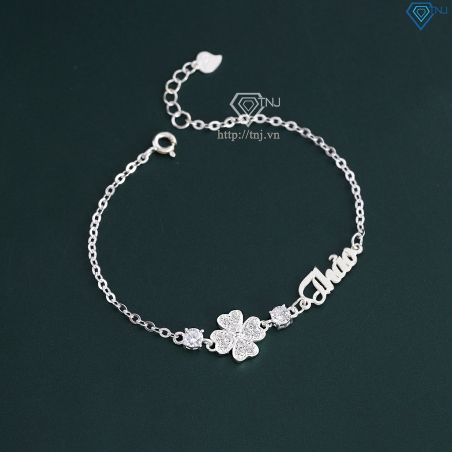 Quà valentine cho người yêu lắc tay bạc nữ hình cỏ 4 lá LTN0328