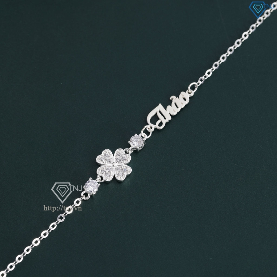 Quà valentine cho người yêu lắc tay bạc nữ hình cỏ 4 lá LTN0328