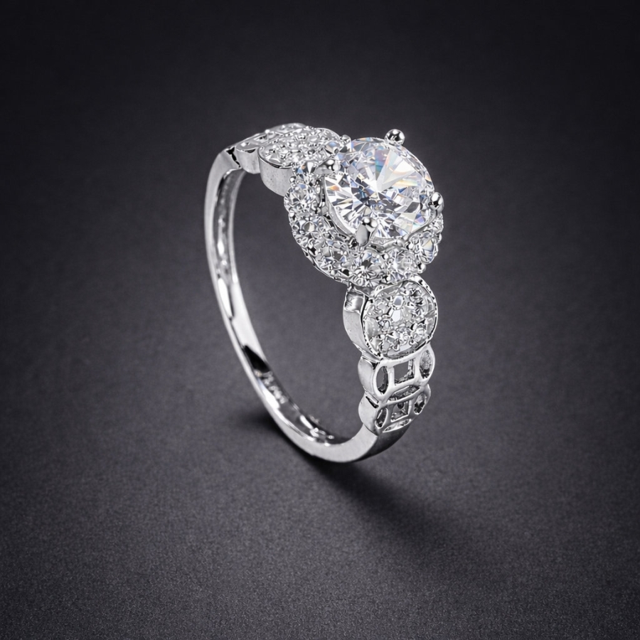 Nhẫn bạc nữ kim tiền xi kim bản nhỏ NN0543