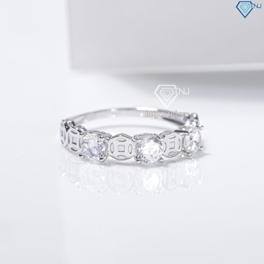 Nhẫn bạc nữ dạng tròn kim tiền xi kim NN0544-XK