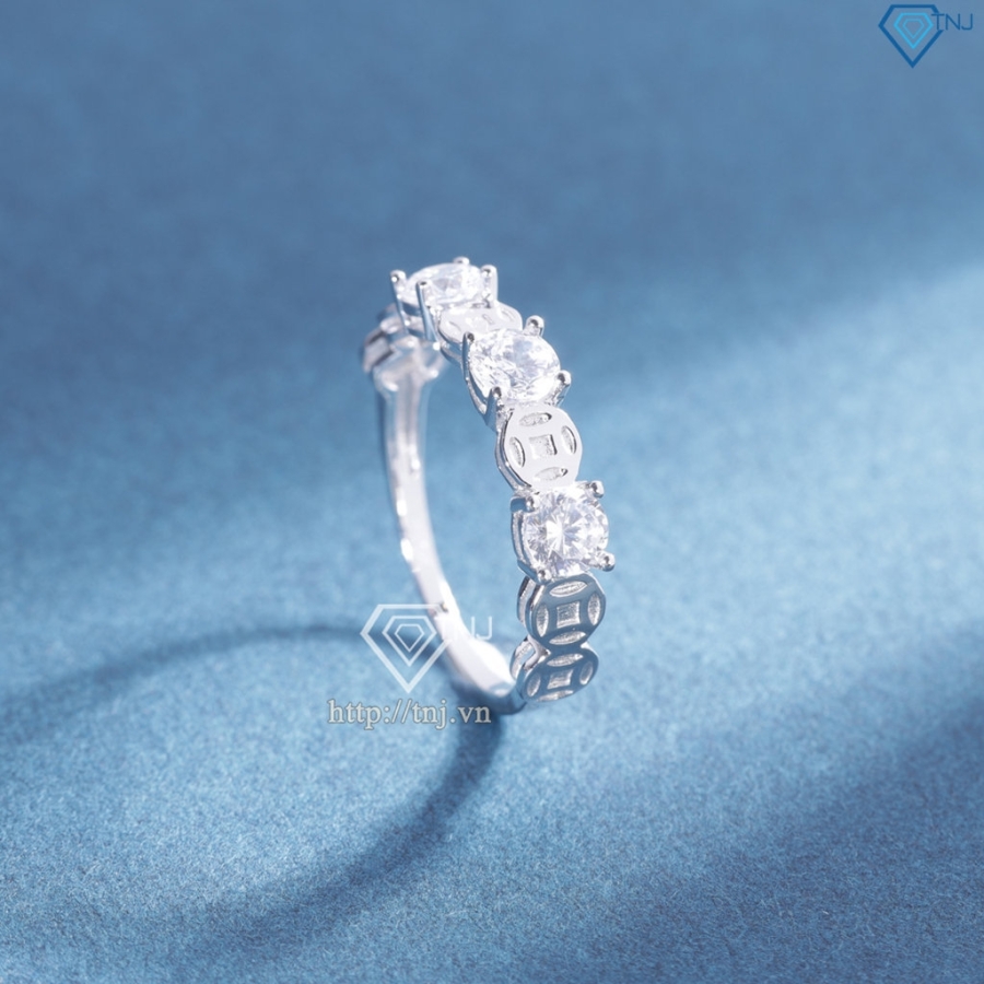 Nhẫn bạc nữ dạng tròn kim tiền xi kim NN0544-XK