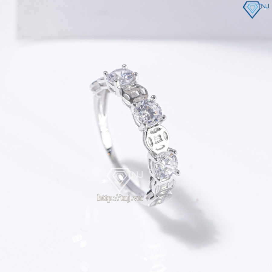 Nhẫn bạc nữ dạng tròn kim tiền xi kim NN0544-XK