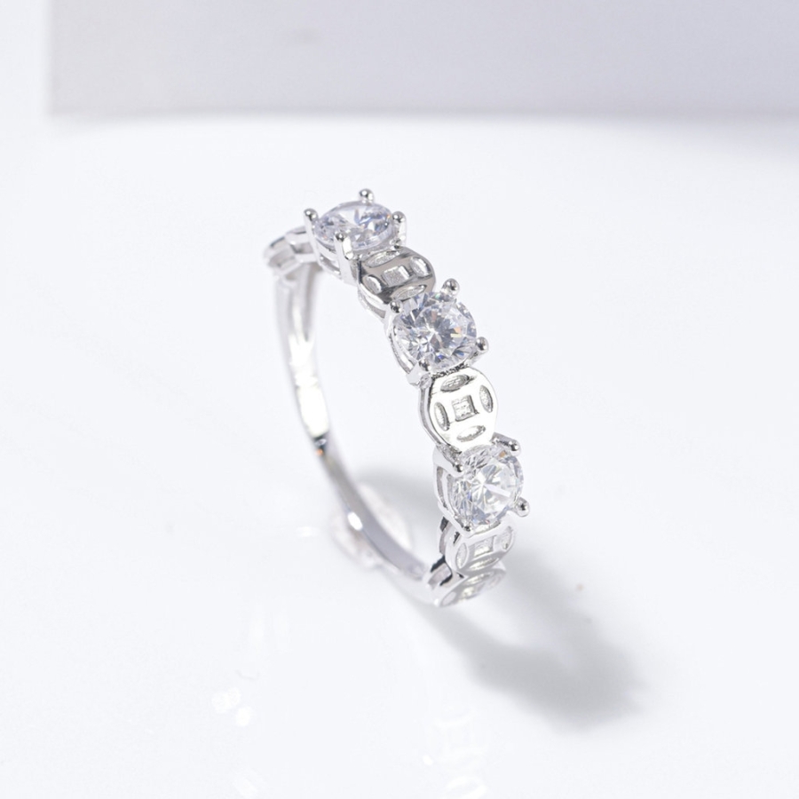 Nhẫn bạc nữ dạng tròn kim tiền xi kim NN0544