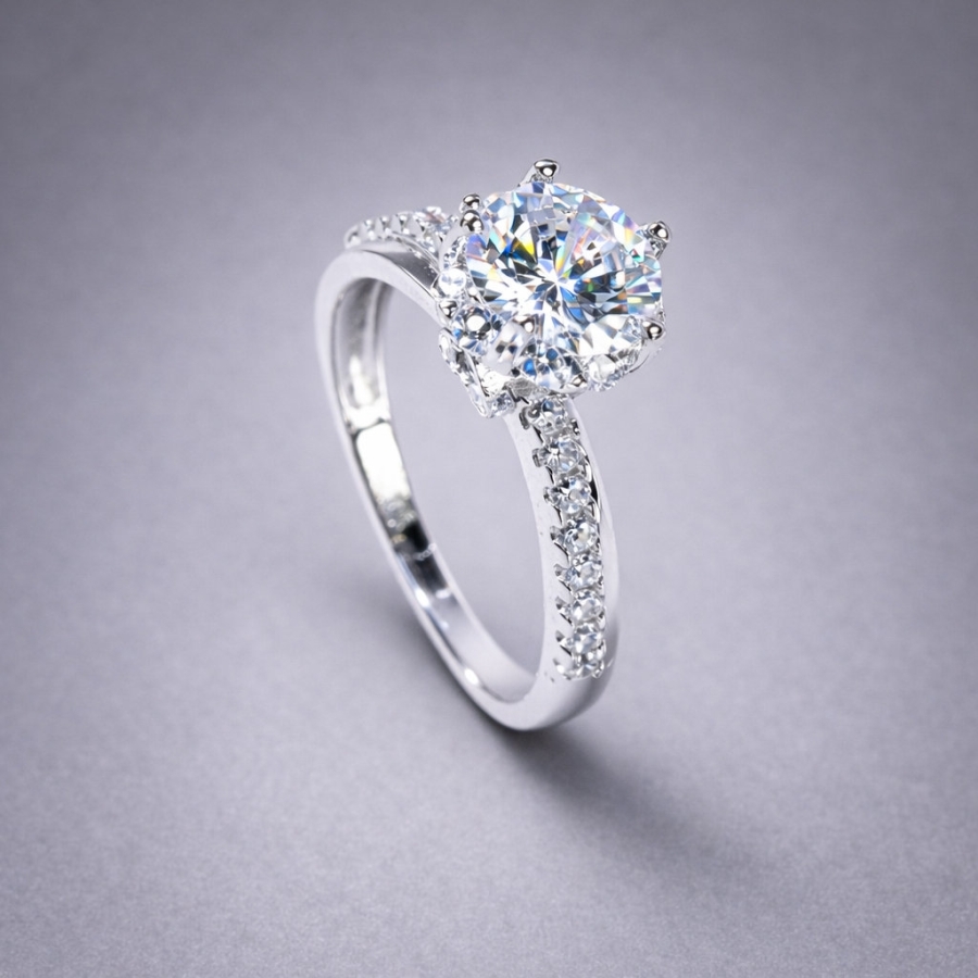 Nhẫn bạc nữ xi kim đính đá đẹp NN0546