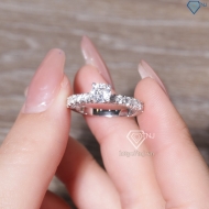 Nhẫn bạc nữ xi kim đá chủ cao bản nhỏ đẹp NN0548-XK