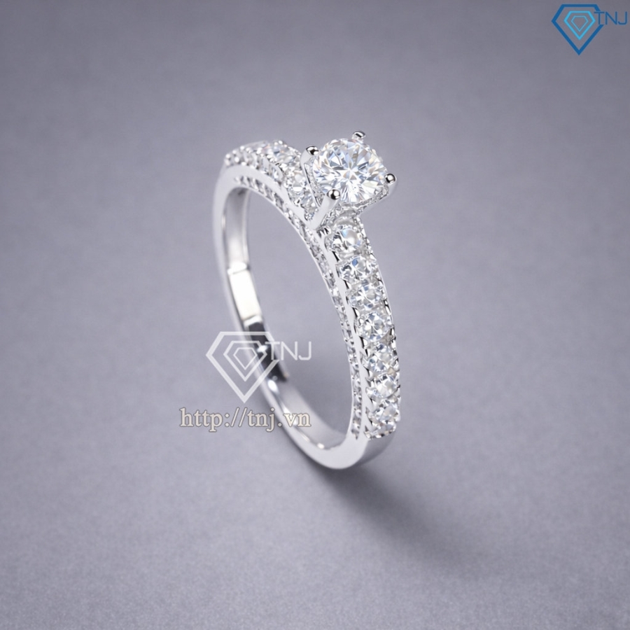 Nhẫn bạc nữ xi kim đá chủ cao bản nhỏ đẹp NN0548-XK