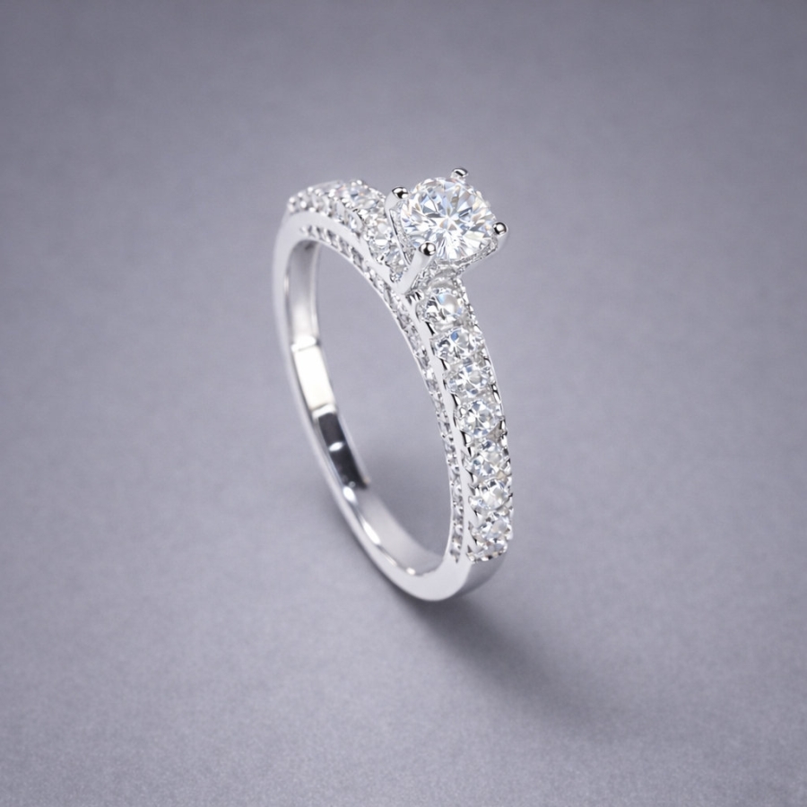 Nhẫn bạc nữ xi kim đá chủ cao bản nhỏ đẹp NN0548