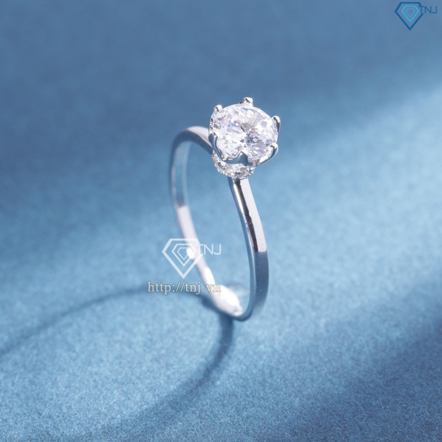 Nhẫn bạc nữ đơn giản xi kim đính đá NN0549-XK