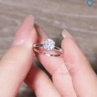 Nhẫn bạc nữ đơn giản xi kim đính đá NN0549-XK