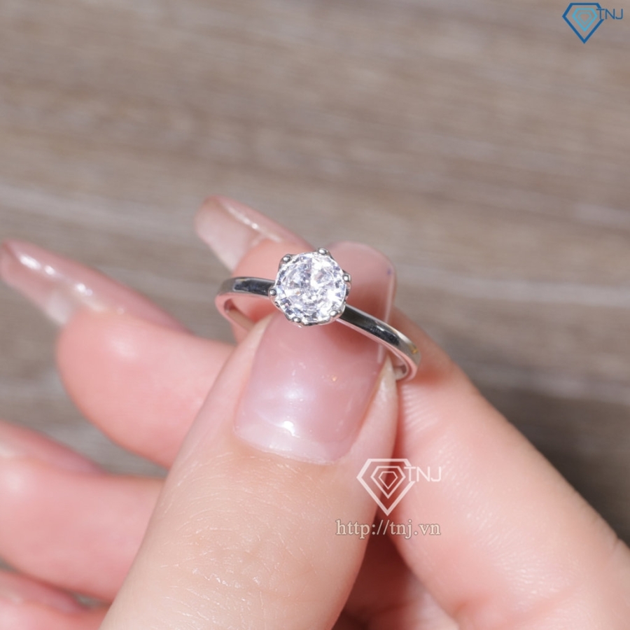 Nhẫn bạc nữ đơn giản xi kim đính đá NN0549-XK