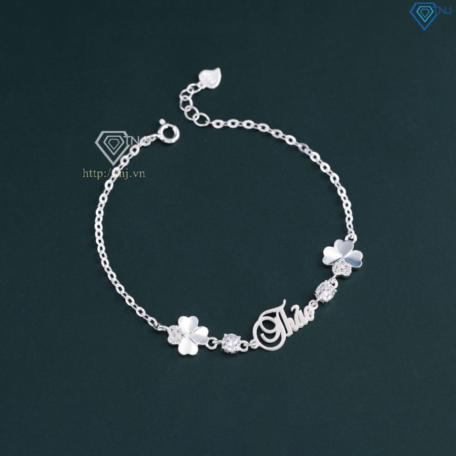Quà tặng Valentine cho người yêu lắc tay bạc nữ hình cỏ 4 lá LTN0441