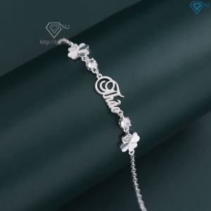 Quà tặng Valentine cho người yêu lắc tay bạc nữ hình cỏ 4 lá LTN0441