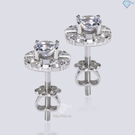Bông tai bạc nữ xi kim đính đá cao cấp BTNXK0001 - Trang sức TNJ