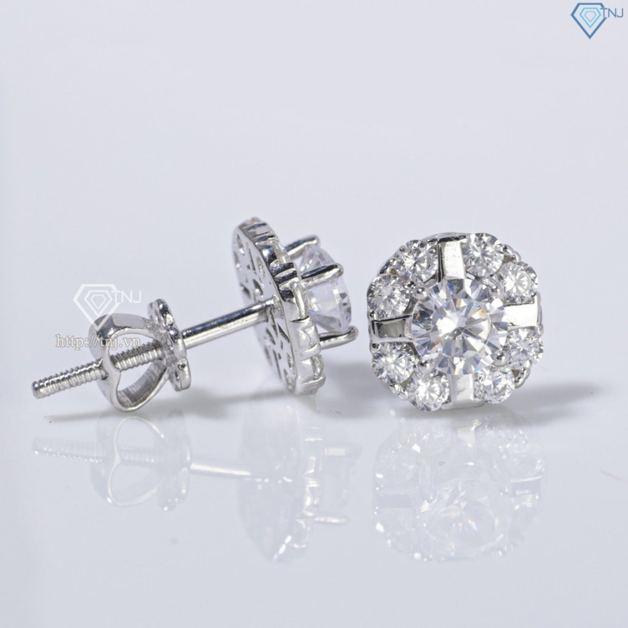 Bông tai bạc nữ xi kim đính đá cao cấp BTNXK0001 - Trang sức TNJ