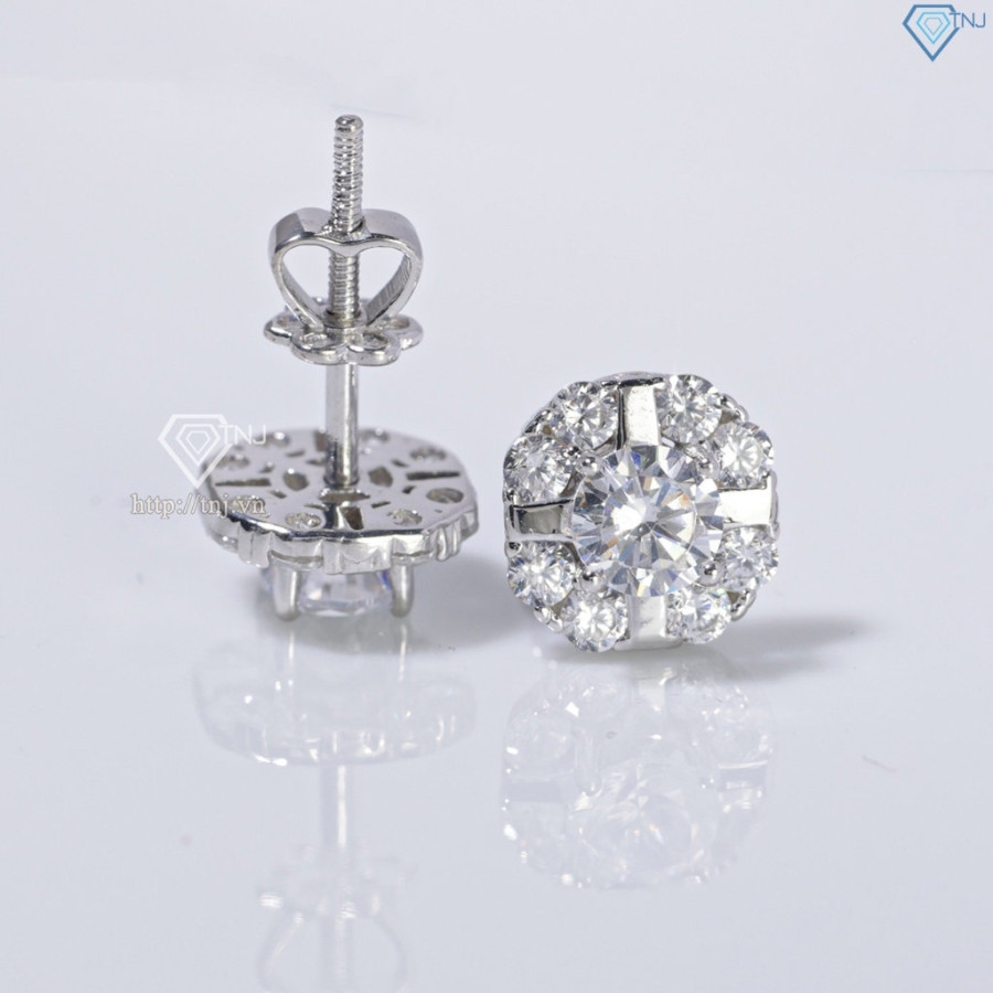 Bông tai bạc nữ xi kim đính đá cao cấp BTNXK0001 - Trang sức TNJ