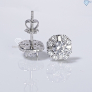 Bông tai bạc nữ xi kim đính đá cao cấp BTNXK0001 - Trang sức TNJ