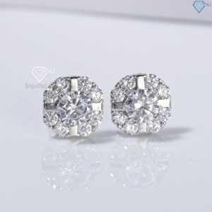 Bông tai bạc nữ xi kim đính đá cao cấp BTNXK0001 - Trang sức TNJ